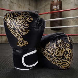 Gants de boxe en cuir PU pour entraînement de sparring Muay Thai, 10oz 16oz, avec fermeture et logo personnalisé - Product Image 3