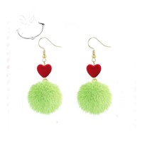 Boucles d'oreilles créoles tendance Grinch en laiton, forme boule, bijoux de Noël, cadeaux de fête pour femmes