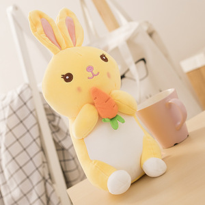 Conejito Morado de Peluche, Juguete de Ganchillo de Algodón Suave, Juguetes de Animales de Pascua, Muñeco de Conejo Grande de Orejas Largas con Zanahoria para Bebés - Product Image 4