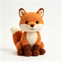 Peluche renard assis tricotée, jouet animal sauvage réaliste fait main au crochet, figurine artisanale mignonne, vente en gros, jouet en peluche personnalisé