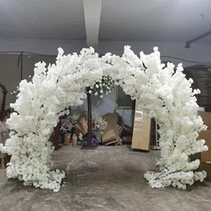 シルクホワイトピンク2.5m桜結婚式のデコレータ偽の花結婚披露宴の装飾のための人工木の背景アーチ