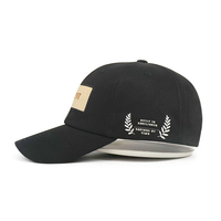 Luxe vintage zwarte bedrukte en met patch label verseelde groothandel 6-panel 100% katoenen baseball caps voor volwassenen
