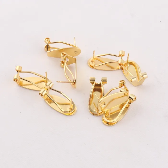 fashion gold color metal earring clip post with pin back for jewelry findings