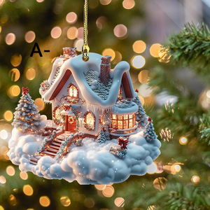 Acrylique château neige maison pendentif suspendu arbre de noël suspendus ornement 2025 noël décorations pour la maison nouvel an cadeau 2025 - Product Image 2