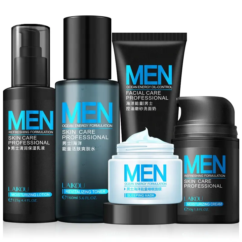 LMQ erkek cilt bakım ürünleri erkekler cilt bakımı özel etiket 3 adım yüz bakım rejimi hediye seti yüz cilt bakımı erkekler
