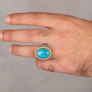 Vente en gros en Europe Bagues à grande pierre géométrique <span class=keywords><strong>turquoise</strong></span> Bagues à grande pierre <span class=keywords><strong>turquoise</strong></span> rétro tendance pour hommes - Product Image 6