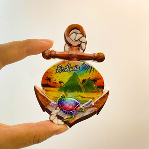 Magneti per Frigorifero 3D in Resina di Santa Lucia Caraibica, Souvenir con Tartaruga e Mappa dei <span class=keywords><strong>Pitoni</strong></span> per Regali di Viaggio Tropicale - Product Image 4