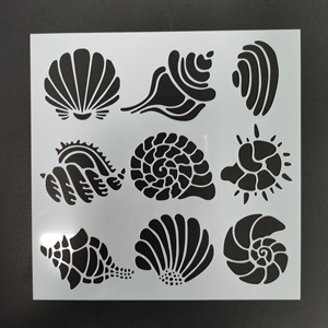 Ensemble de pochoirs coquillages réutilisables, modèles de coquillages marins <span class=keywords><strong>pour</strong></span> la <span class=keywords><strong>peinture</strong></span> <span class=keywords><strong>sur</strong></span> murs, <span class=keywords><strong>bois</strong></span>, tissu, décoration intérieure - Product Image 2