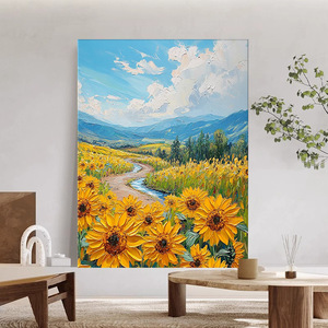 Hand Painted Sunflower Field Oil Painting Landscape Art For Living Room Wall Decor Impressionism Style 100% Handmade No <b>Frame</b> - Product Image 1