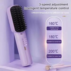 Lisseur de cheveux sans fil anti-brûlure à chargement Type-C 2025, brosse lissante portable sans fil avec ions négatifs - Product Image 4