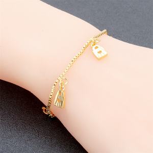 Bracelet en laiton plaqué or 24 carats pour femme JXX, design simple, bijoux avec breloque en cuivre - Product Image 2