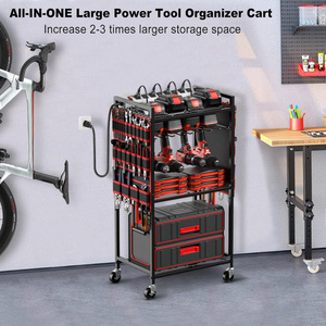 Large power <b>tool</b> storage <b>cart</b>, garage floor-standing electric drill battery storage <b>cart</b>, multi-functional storage rack - Product Image 3