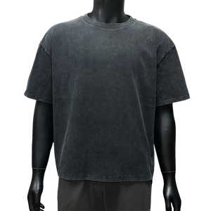 เสื้อยืดทรงครอปฟิตแบบซันเฟด ผ้าฝ้ายทรงโอเวอร์ไซส์ สไตล์วินเทจ ลุคดิสเทรส ล้างสีแบบแอซิดวอช สำหรับผู้ชาย ทรงบ็อกซี่ พิมพ์ลายกราฟิก ผลิตตามสั่ง - Product Image 1