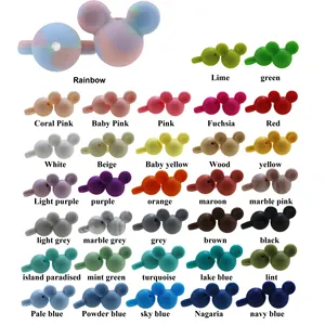 2021 New Lentil Silicon Bead Chunky Teething Ball Rainbow Pendant Chew Silicone Beads BPA Free