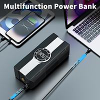 Dernier booster de batterie de voiture 4-en-1 Chargeur de batterie externe au lithium Pompe à air pour pneu Lumière LED Gonfleur d'éclairage d'urgence pour motos