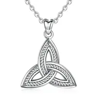 Neueste Halskette Designs 925 Sterling Silber Rhodiniert Celtic Anhänger Halskette Seil Knoten Silber Kette Halskette