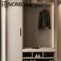 Banc d'entrée avec armoire, tiroir intégré et compartiments ouverts pour chaussures, pour une entrée contemporaine et chaleureuse