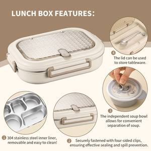 Bento trưa <span class=keywords><strong>Box</strong></span> Hot cách điện thép không gỉ <span class=keywords><strong>container</strong></span> thực phẩm ăn trưa di động hộp - Product Image 4