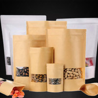 Sachets Doypack Personnalisés en Papier Kraft Brun et Blanc avec Fermeture Zip et Fenêtre pour Emballage Alimentaire