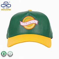 Nieuwe Trend Custom 5-Panel Lederen Baseball Caps Colorblocked Design Verstelbare Snap Back Caps Voor Mannen En Vrouwen Partij Causale Slijtage