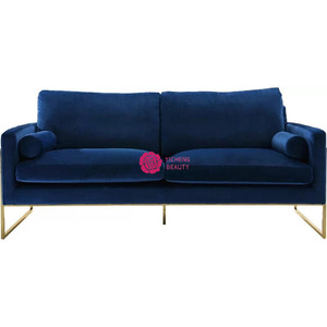 Sofá de Tela con Relleno de Plumas de Ganso, Estilo Clásico para Sala de Estar, Producto Popular de Yicheng Beauty, en Terciopelo Azul, en Venta - Product Image 4