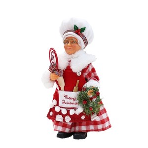 Figuras de Santa Claus y Mamá Claus como chefs, decoraciones navideñas, juego de adornos para interiores, decoración de mesa navideña de felpa roja y blanca - Product Image 3