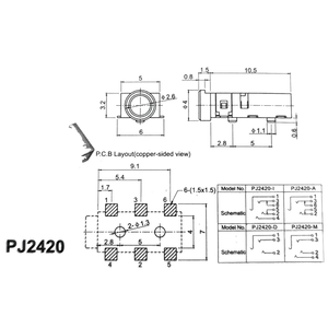 PJ-242 ช่องเสียบแจ็คเสียงขนาด 2.5 มม., แบบ 6 พิน สมมาตร ติดตั้งแบบ SMT พร้อมหน้าสัมผัสเคลือบทอง, ขั้วต่อตัวเมียคุณภาพพรีเมียม - Product Image 6
