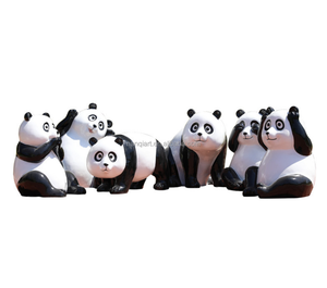Decorazione del parco moderno modelli <span class=keywords><strong>animali</strong></span> artificiali realistici grande giardino di pietra a grandezza naturale in fibra di vetro cartoni animati simpatiche sculture di Panda - Product Image 1