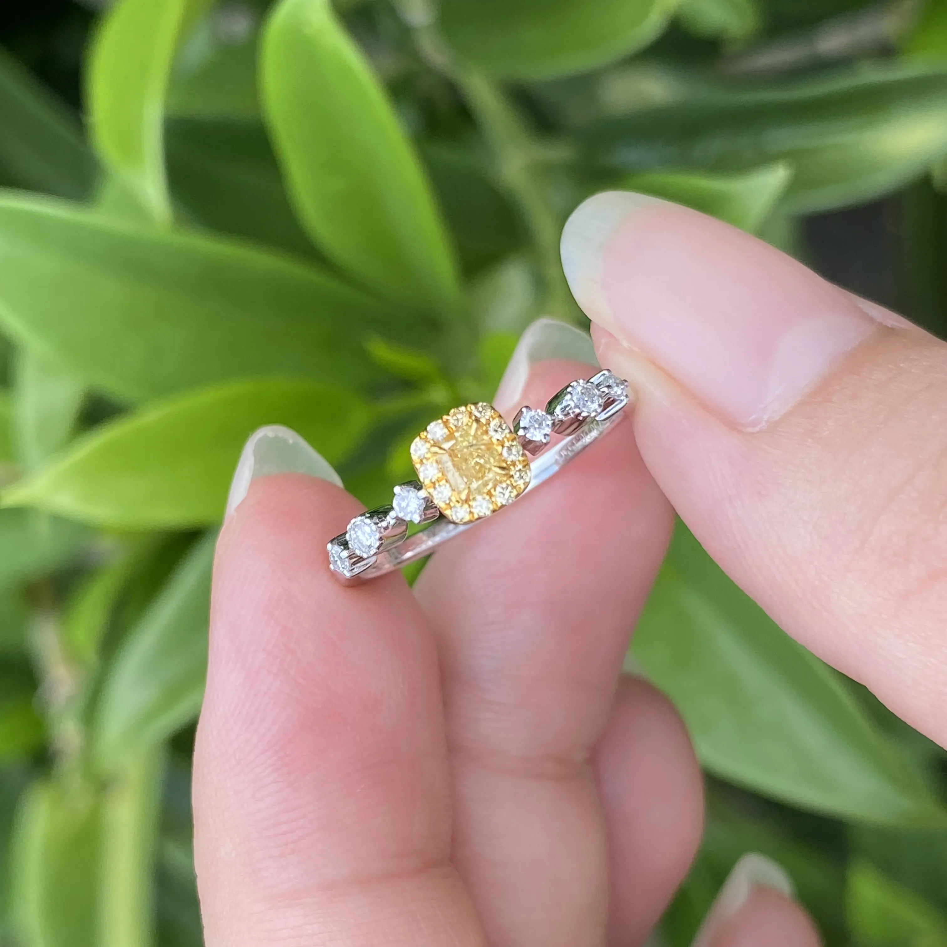 traditional jewelry real 18k / 18ct solid gold dainty ring guangzhou natural yellow diamond classic ring
