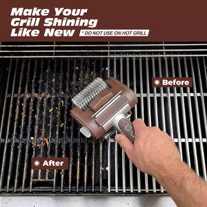 Brosse de nettoyage de barbecue sans fil rotative rechargeable avec raclette et lumière LED pour le camping et les grillades en terrasse - Product Image 4
