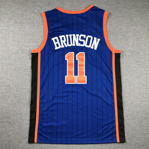 2025 Großhandel und Bestseller Herren Sport Basketball Bestickte Genähte Schwarz-Blaue Trikots # 11 Jalen Brunson Knicks Trikots - Product Image 6