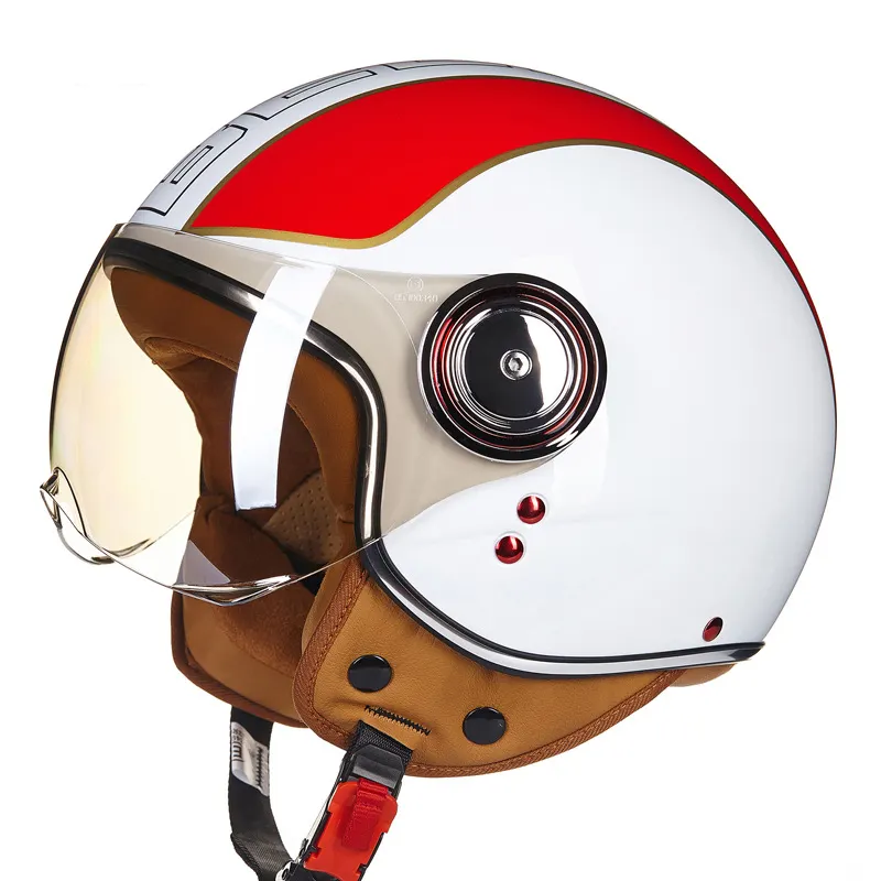 2021 Motorcycle Retro Helmet Electric Car Half-face Protection Open Cover Safety Harley Helmet With High-Definition lens