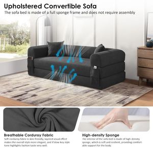 <span class=keywords><strong>Divano</strong></span> <span class=keywords><strong>Letto</strong></span> Convertibile 3-in-1 in Velluto a Coste, Pieghevole e Senza Struttura, per Soggiorno, Prezzo all'Ingrosso - Product Image 3