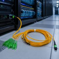 Rakitan Breakout Fiber MPO-8 ke 8xSC APC Berkualitas Tinggi, Jumper Fanout Singlemode 8-Fiber OS2, Polaritas Tipe B, LSZH