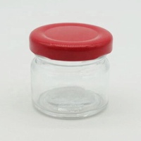 Botol Madu Kaca Mini Kapasitas 70ml 50ml 35ml Berkualitas Baik, Custom, Laris Manis dari Pabrik, dengan Tutup Sekrup Logam untuk Selai, Madu, dan Kacang