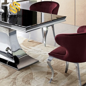 เก้าอี้รับประทานอาหารผ้าสีน้ำเงิน Lucite เก้าอี้รับประทานอาหารสไตล์เชสเตอร์ฟิลด์แบบเดนมาร์ก2025 - Product Image 4