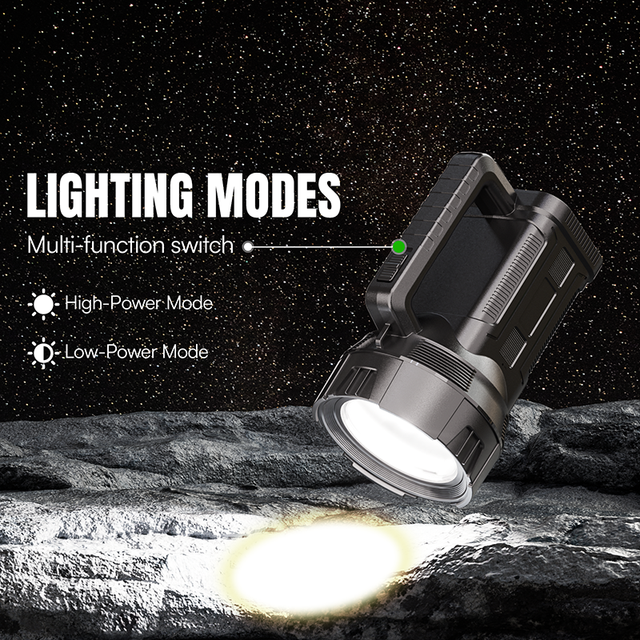 Factory Sale 8000mAh 100W ABS Handheld Portable Strong Weak Light Type C Charging Fresnel Lens Outdoor Rechargeable Searchlight