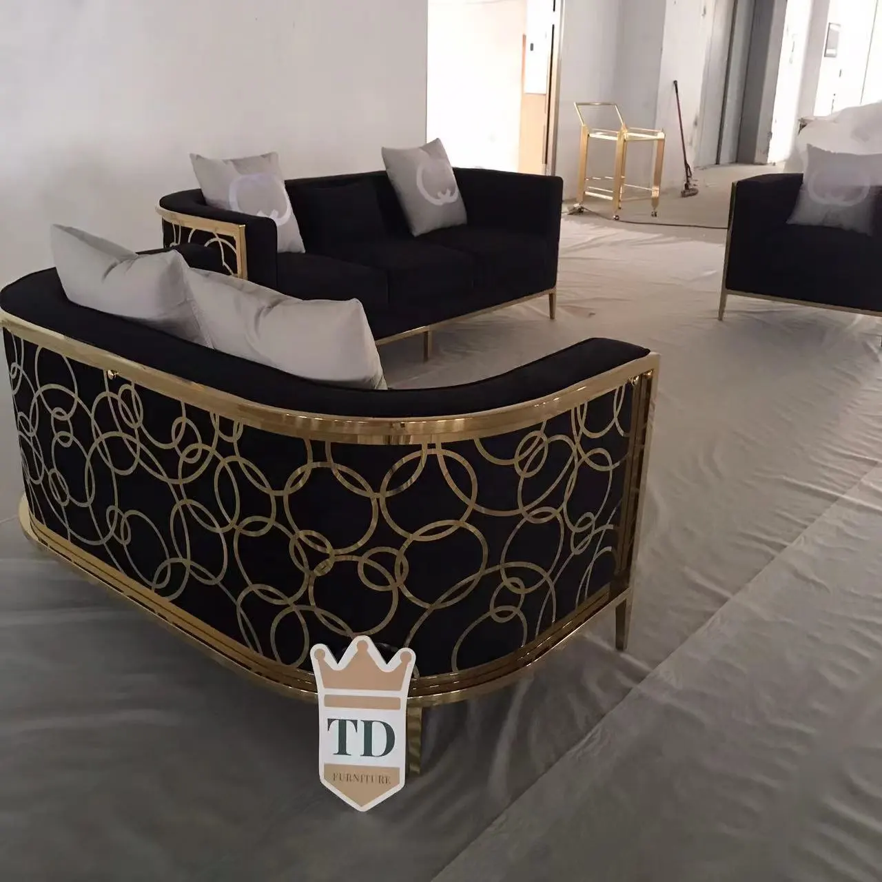 Роскошный Блестящий Золотой 123 бархатный диван из нержавеющей стали, кресло для отдыха, гостиной, столовой, офисной мебели