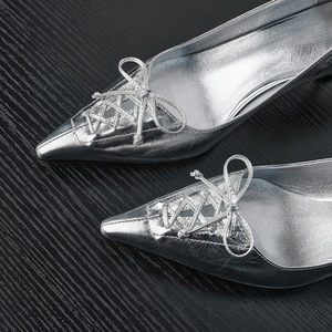 WETKISS 2026 – Élégantes Chaussures à Nœud pour Femme, Escarpins de Bureau à Talons, Escarpins de Soirée en Cuir à Lacets, Escarpins à Bout Pointu pour Femme, Escarpins à Petit Talon - Product Image 3