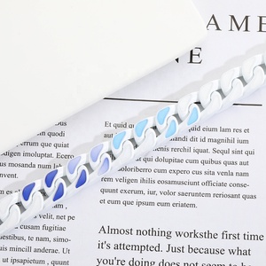 <span class=keywords><strong>Collana</strong></span> cubana per uomo Hip Hop con catena cubana in acciaio inossidabile blu <span class=keywords><strong>cielo</strong></span> bianco - Product Image 4