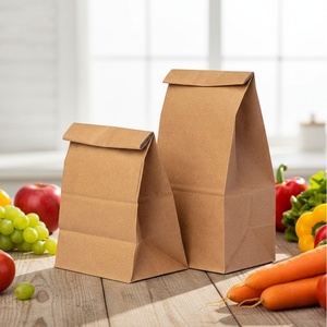 Sac en papier alimentaire enduit écologique à fond carré avec logo personnalisé pour chips, sac d'emballage en papier pour cadeaux de club de golf - Product Image 4