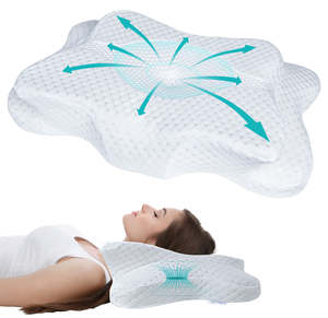 Bantal Busa Memori Kontur Ergonomis Ortopedi Servikal Bentuk Kupu-kupu OEM ODM untuk Tidur di Tempat Tidur - Product Image 1