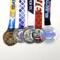 Médailles de sport personnalisées en usine, OEM, vierges, Fiesta Medaille, logo 3D, plaqué or, alliage de zinc, marche, course à pied