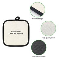 Support de Pot Carré en Lin pour Sublimation, Vente en Gros, avec Dos en Caoutchouc pour Cuisine - Impression par Transfert Thermique