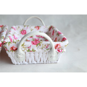 Panier de rangement en tissu floral, panier rectangulaire en coton tissé pour fruits et articles divers - Product Image 2