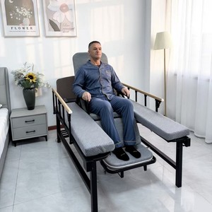 Lit multifonctionnel pour personnes âgées avec position inclinable et fonction fauteuil roulant amovible, couleur noyer F03 - Product Image 2