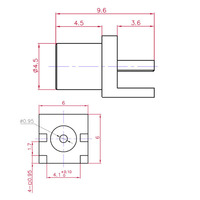 Conector Hembra MCX-KE con Desplazamiento de 1.7mm, Conector RF Hembra MCX, Conector de Antena para Soldar en Placa PCB
