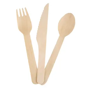 eco friendly party wedding serving wooden bamboo disposable utensils cutlery set gold luxury