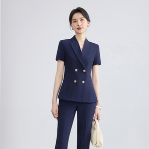 Women's Short Sleeve Suit Set Formal Wear For Business Commute And Interview Breathable Polyester Fiber With Label - Product Image 3