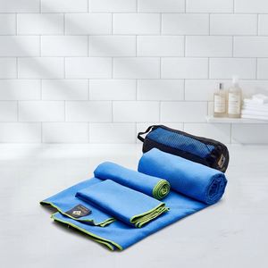 Serviette en microfibre légère à séchage rapide gaufrée, lot de 3 tailles, forme rectangulaire, pour camping, plage, gym, randonnée - Product Image 2